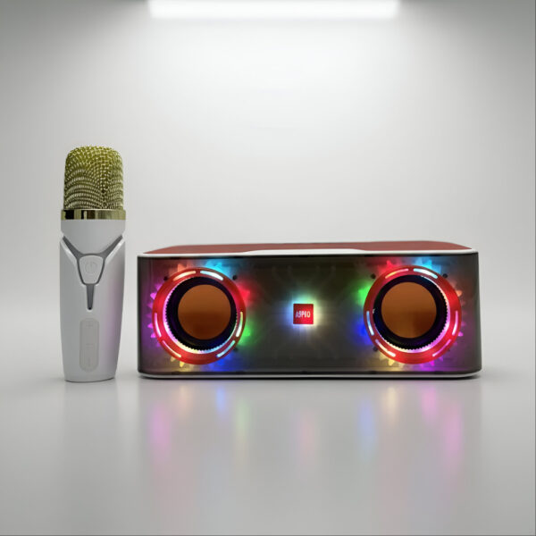 Bocina Bluetooth Recargable con Carga Inalámbrica y Luces LED – Entradas USB, AUX y Micro SD